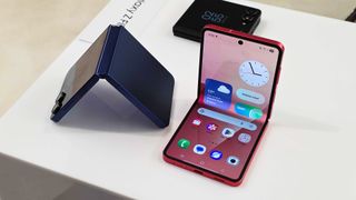 Samsung Galaxy Z Flip 7 in multiple colors on counter