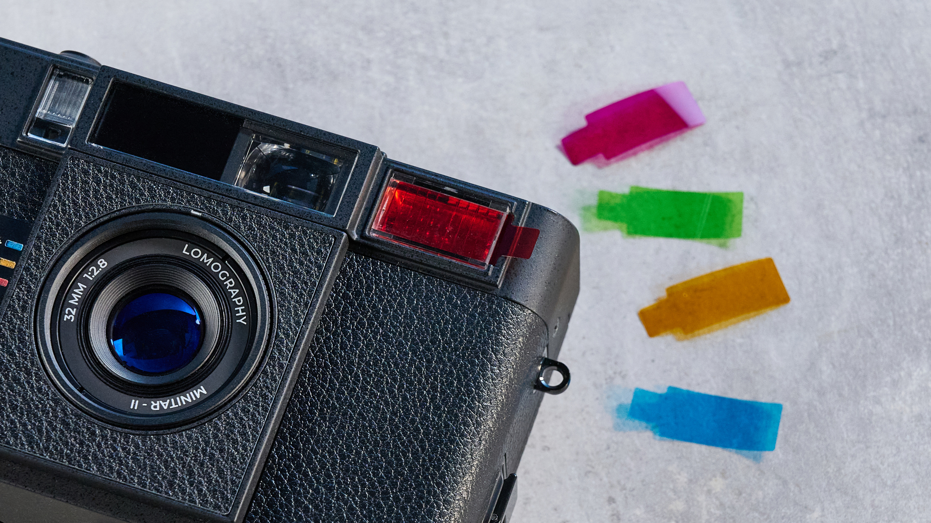 A black Lomography Lomo MC-A 35mm film camera