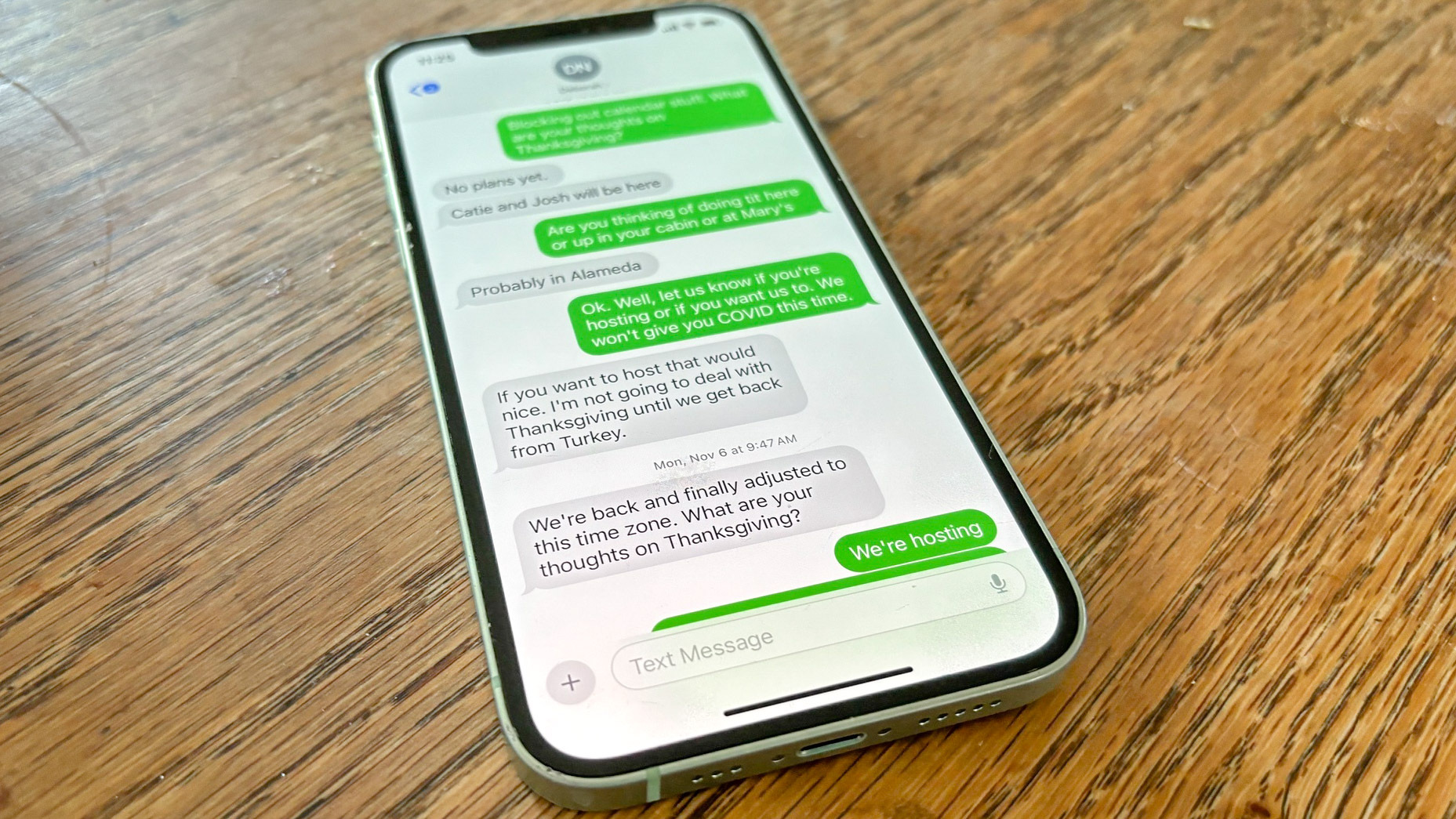 Grüne Blasen aus einem Android-Text in der Nachrichten-App