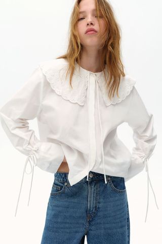 Poplin Blouse With Eyelet Embroidery