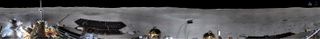 China's Chang'e 4 moon lander on the far side of the moon took this panoramic view of its surroundings in Von Karman crater, showing its rover Yutu-2 nearby. The China National Space Agency unveiled the image on Jan. 10, 2019.