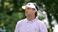 Bubba Watson looks on during the LIV Golf Team Championship in 2025