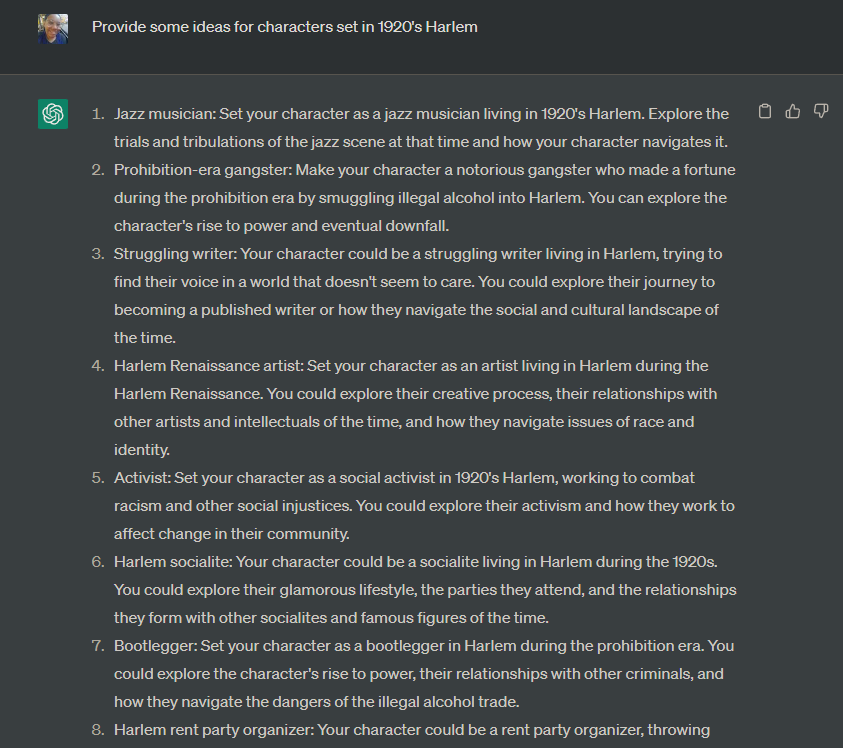screenshot of a conversation with chatgpt