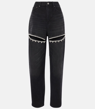 Embellished Cutout Straight Jeans