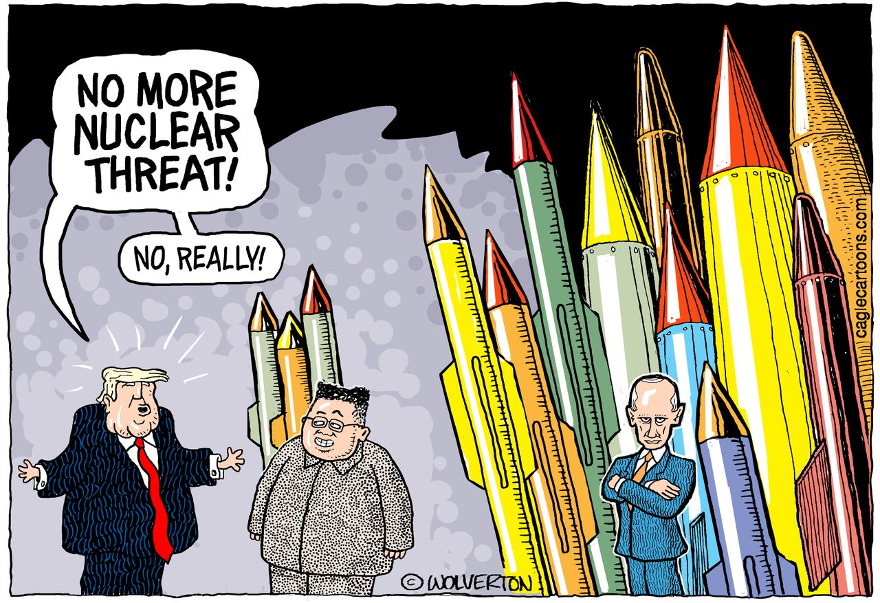 Political Cartoon U.S. Trump Kim Jong-Un Nuclear Threat Putin