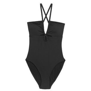 Black halterneck swimsuit