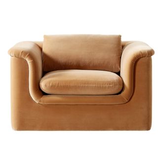 Mardones Camel Brown Velvet Lounge Chair