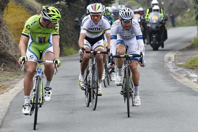 Peter Sagan (Cannondale), Simon Geschke (Argos - Shimano) and Philippe Gilbert (BMC)