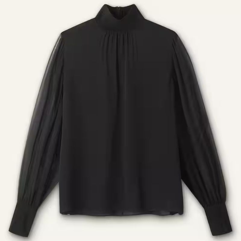 RIXO, Sheer Sleeve Blouse