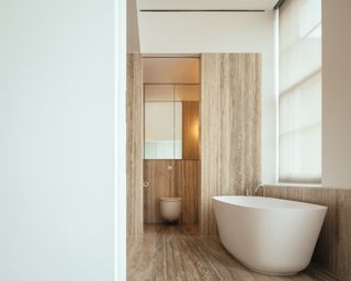 Bathroom with white bath tub