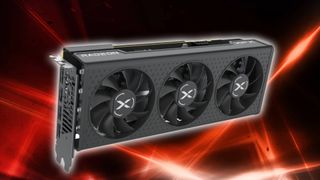 XFX RX 7600 graphics card with AMD red light backdrop