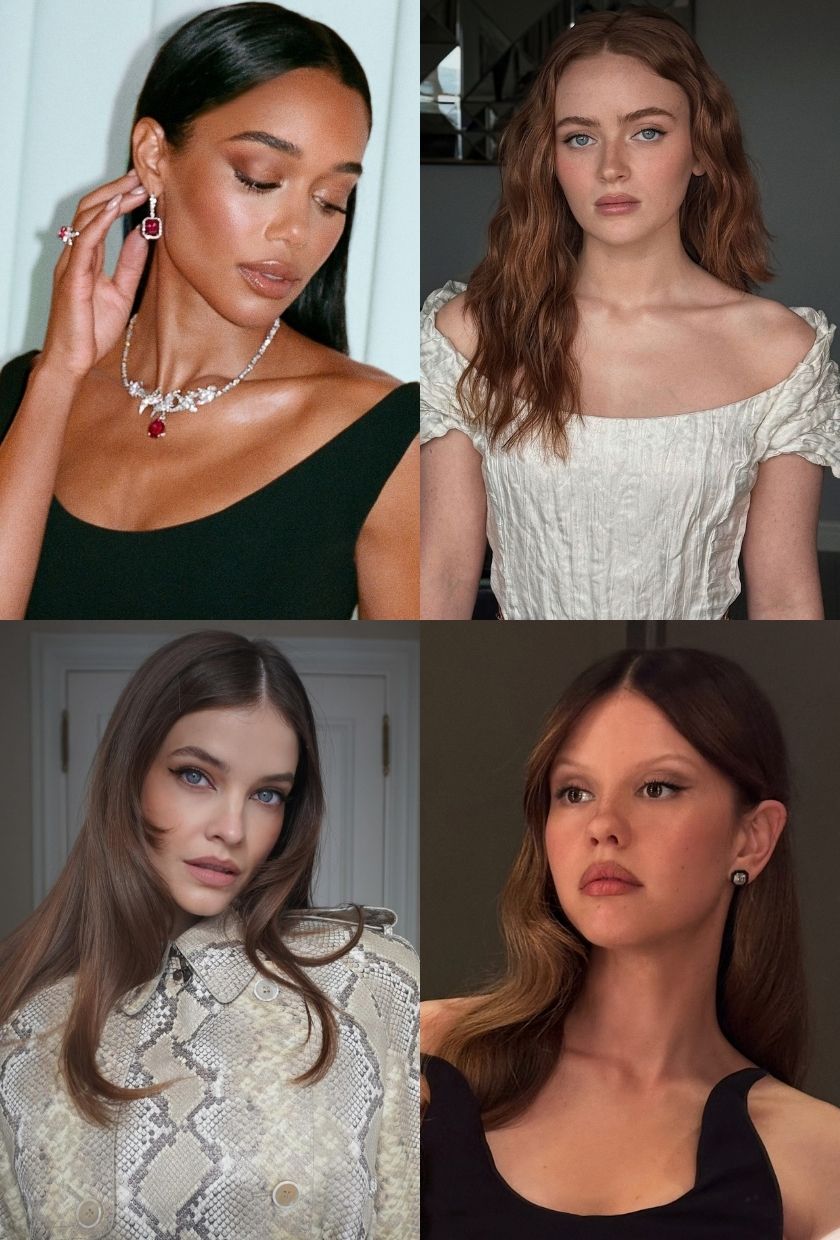Cashmere makeup on Laura Harrier, Sadie Sink, Barbara Palvin and Mia Goth