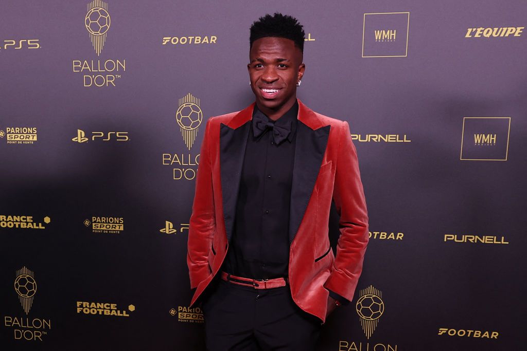 Ballon d&#039;Or: What is the Socrates Award? Real Madrid&#039;s Brazilian forward Vinicius Junior poses prior to the 2023 Ballon d&#039;Or France Football award ceremony at the Theatre du Chatelet in Paris on October 30, 2023.