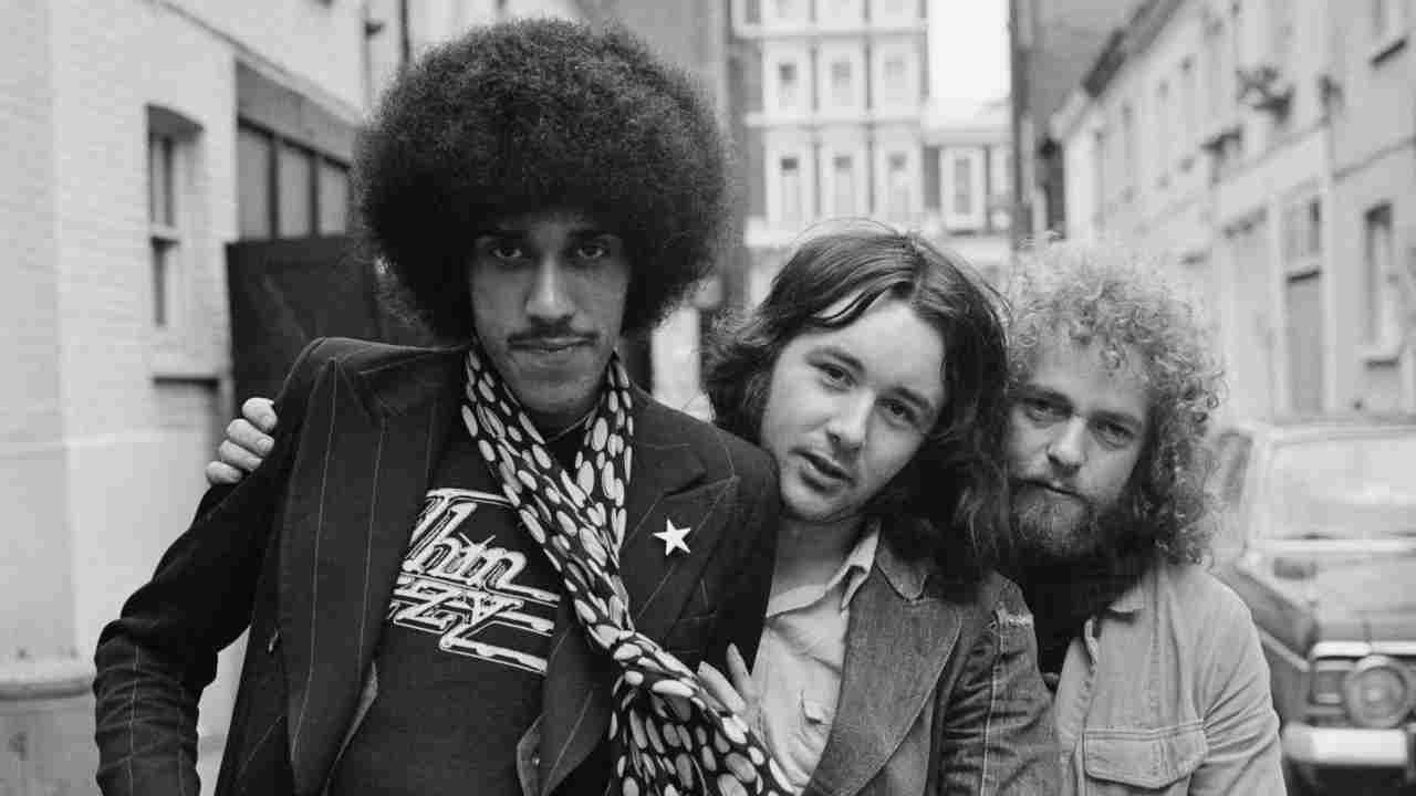 Thin Lizzy posing for a photograph in 1973