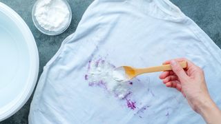 Fruit stains on white t-shirt