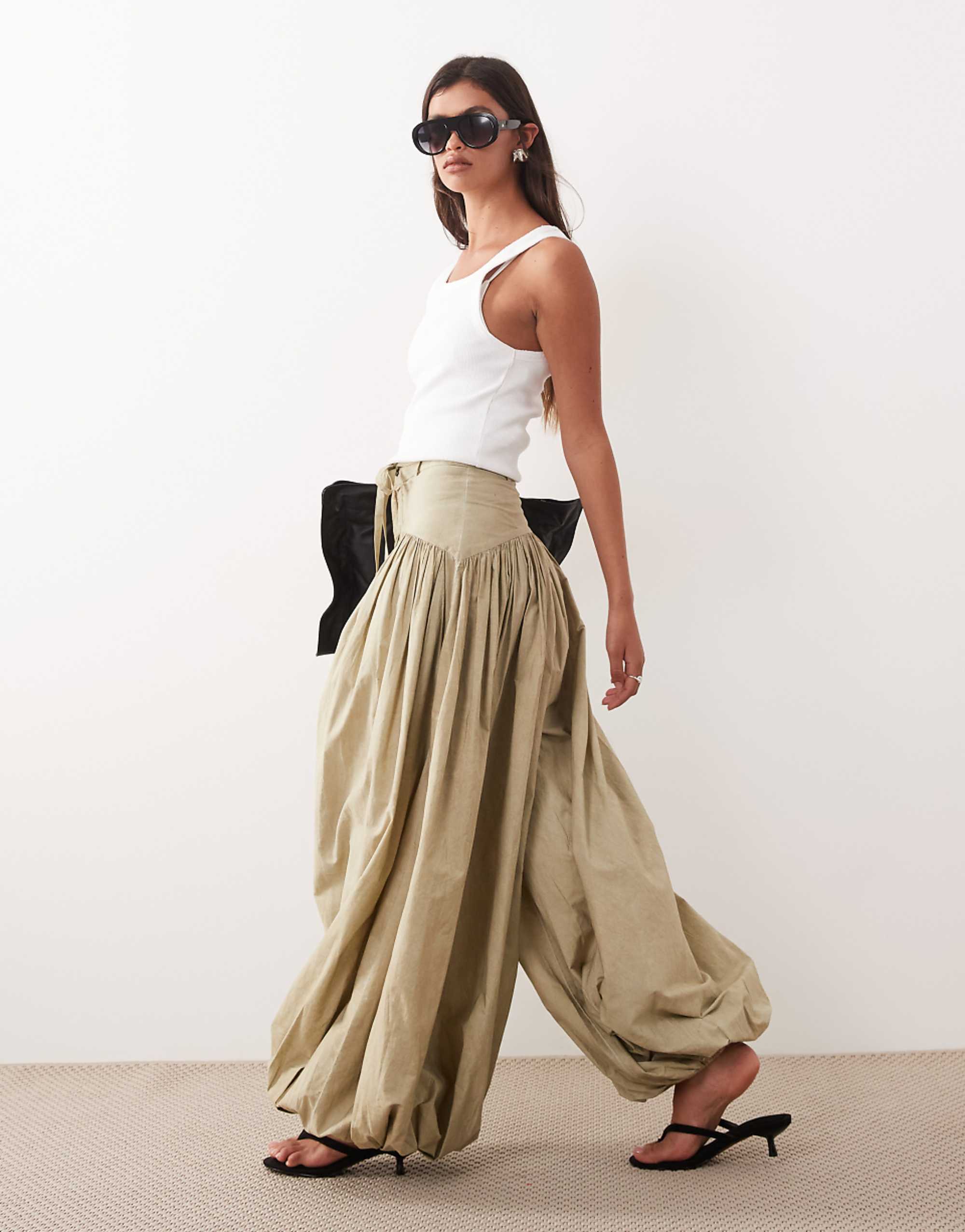 Arrange Utility Pleated Balloon Leg Pants in Stone