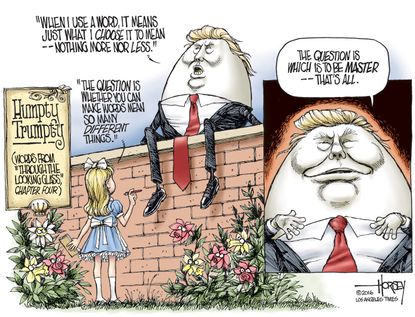 Political Cartoon U.S. Humpty Dumpty Trump