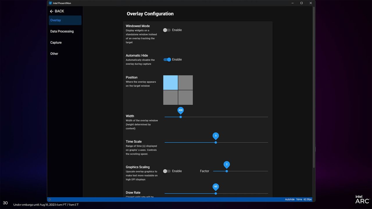 Intel Arc Driver Update slides for DirectX 11 and new PresentMon