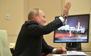 Vladimir Putin at his computer