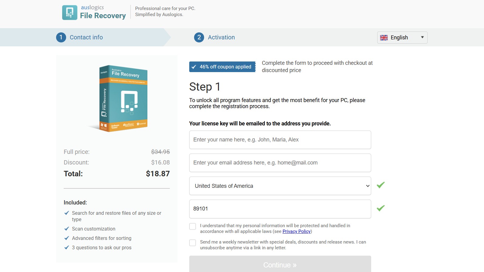 Auslogics File Recovery pricing