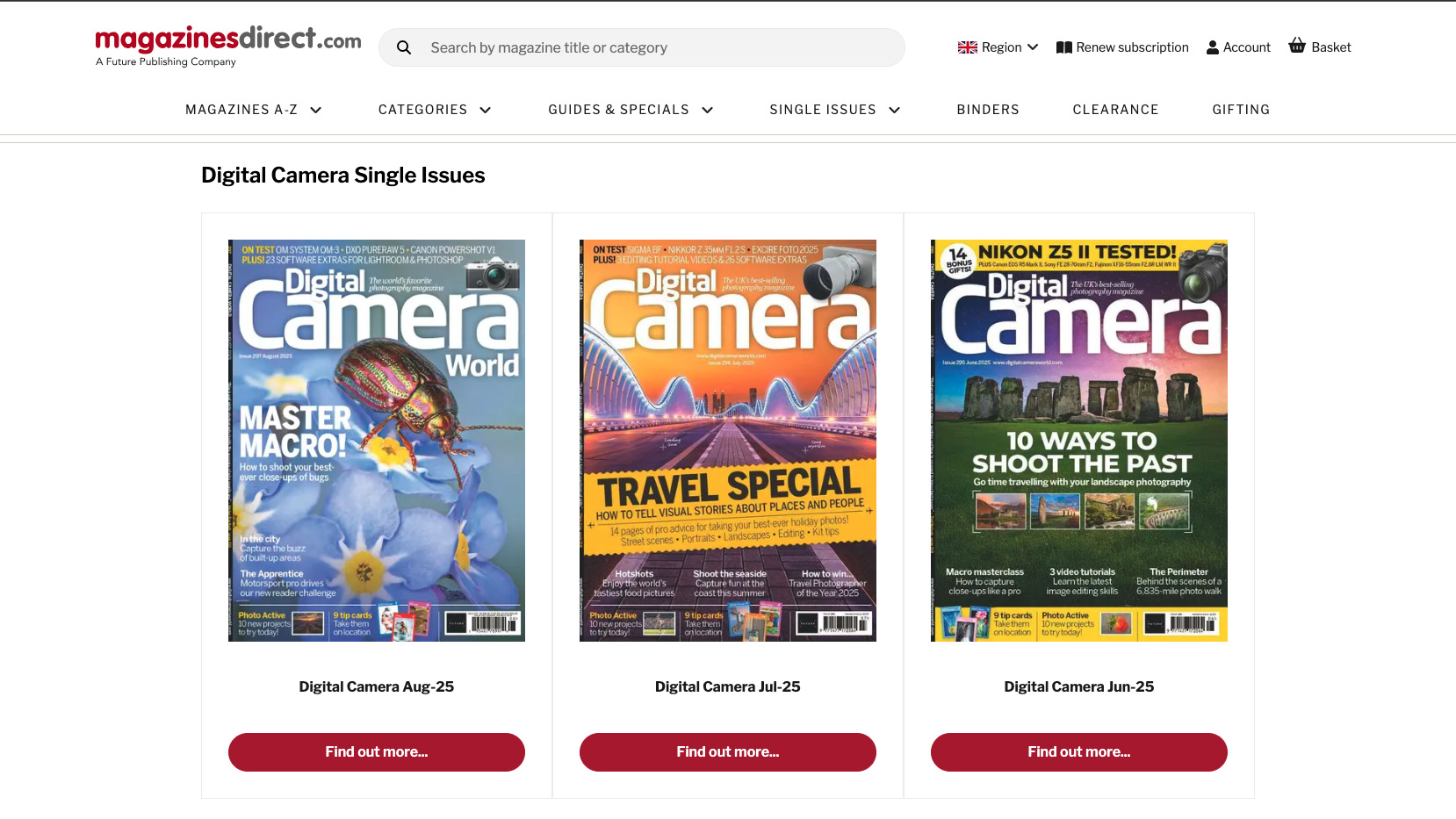 Landing page of www.magazinesdirect.com for Digital Camera magazine, where single back issues of the magazine can be purchased: https://www.magazinesdirect.com/az-single-issues/6936939/digital-camera-magazine-single-issue.thtml