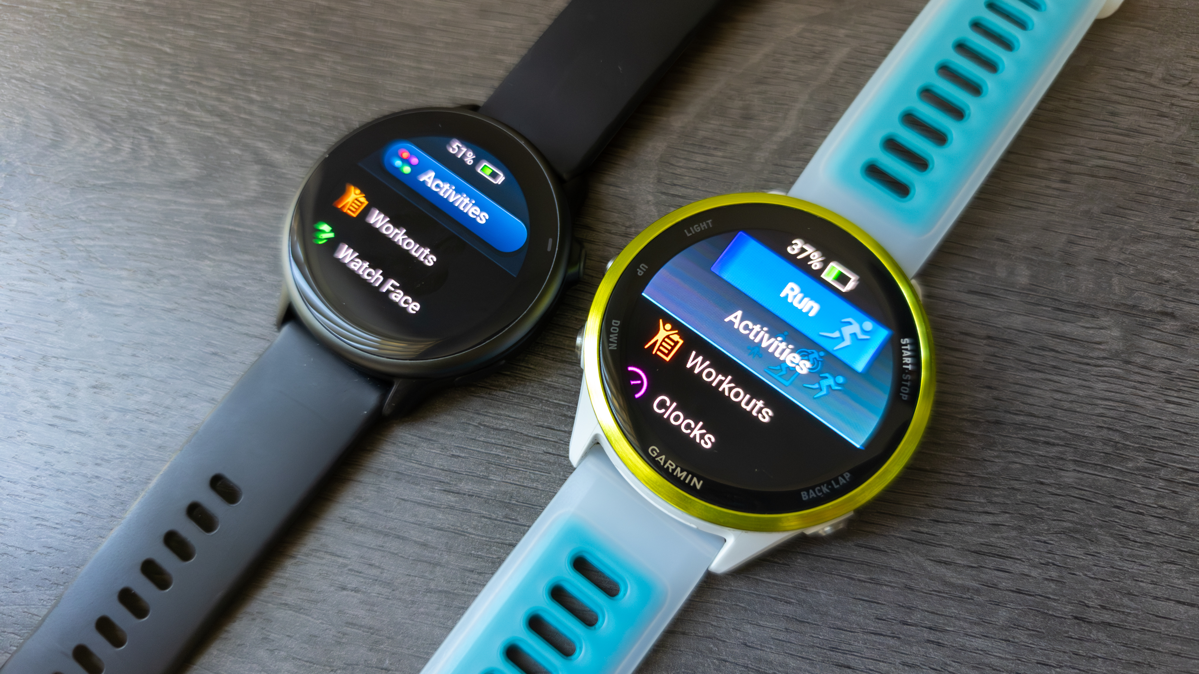 The Forerunner 570 next to the Vivoactive 6