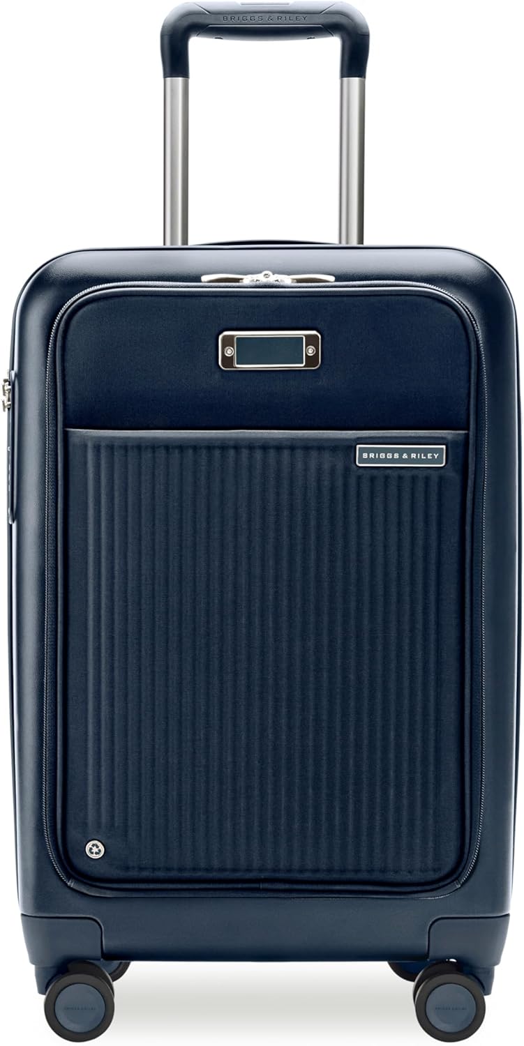 Briggs &amp;amp; Riley Essential 22" Carry-On Expandable Spinner - Carry on Luggage for Travel, Suitcases With Wheels, Hardside Rolling Bag for Men &amp;amp; Women, Front Pocket - Sympatico Collection, Navy