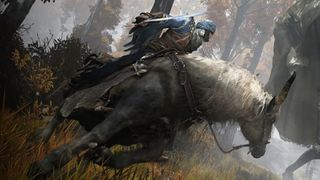 Elden Ring screenshot - guy with a sword riding Torrent the magic horse