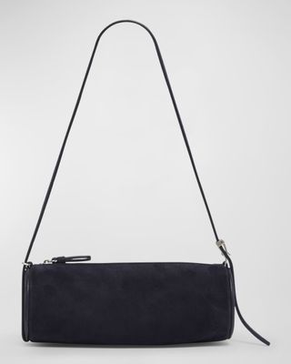 Silo Zip Suede & Leather Shoulder Bag