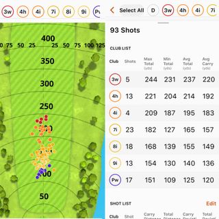 Screenshots from the Garmin Golf app when linked to the Garmin Approach R10