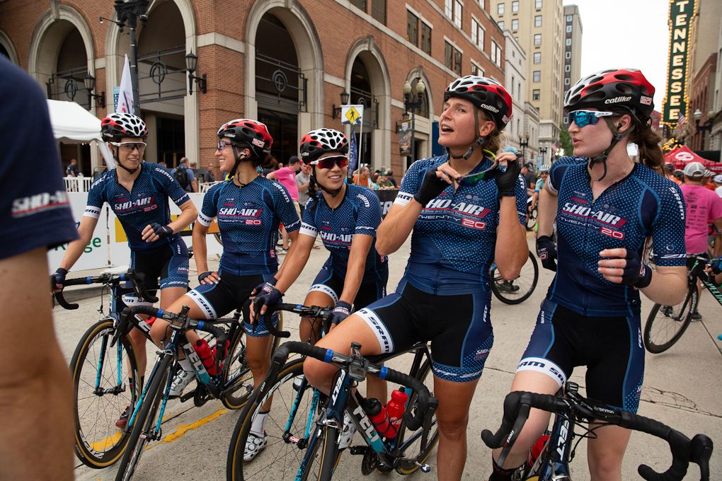 The Sho-Air Twenty20 team lines up for the start of the USPro criterium