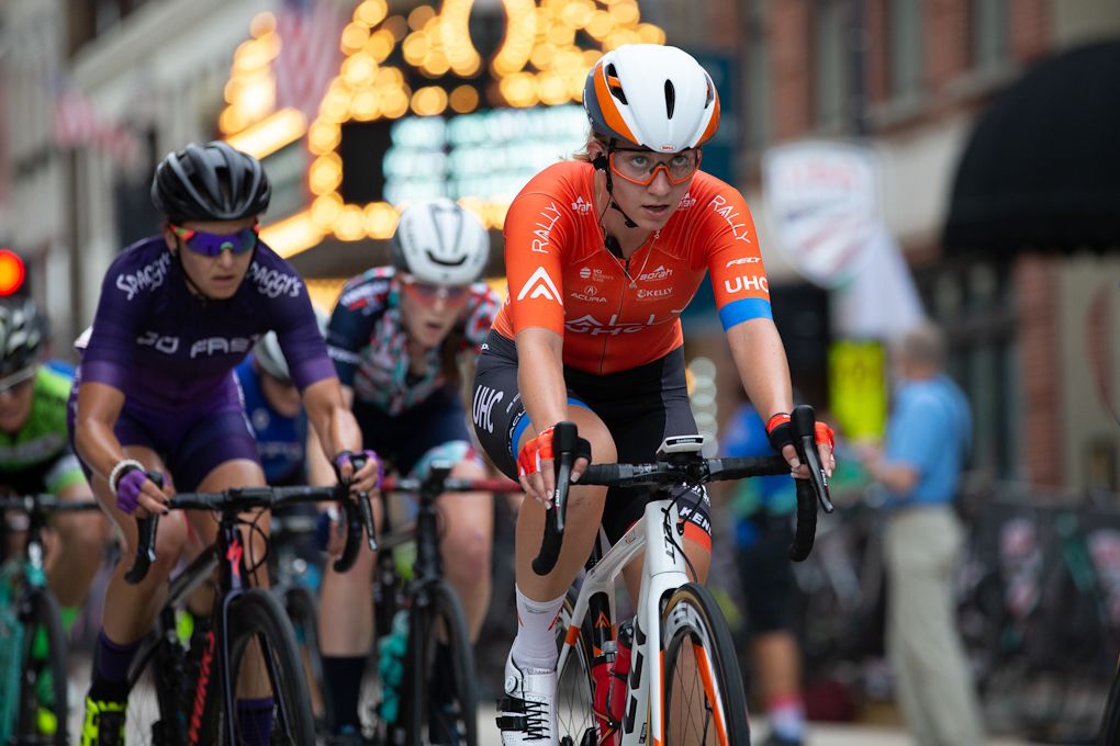 Emma White in the bunch during the USPro criterium