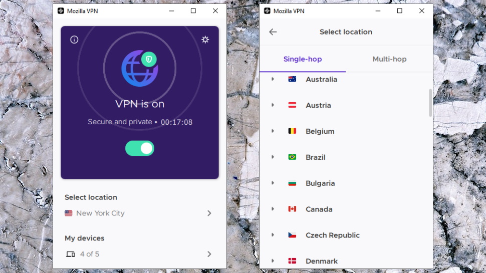 Приложение Mozilla VPN для Windows