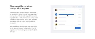 Dropbox's webpage discussing its file sharing capabilities