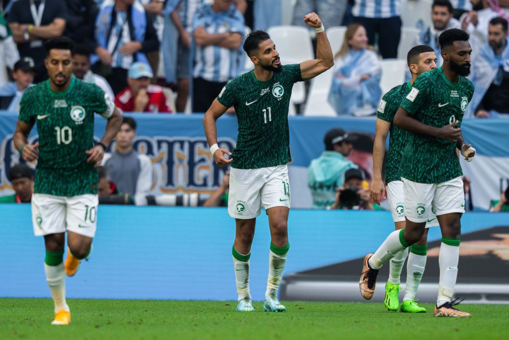 Saudi Arabia celebrate during their win over Argentina