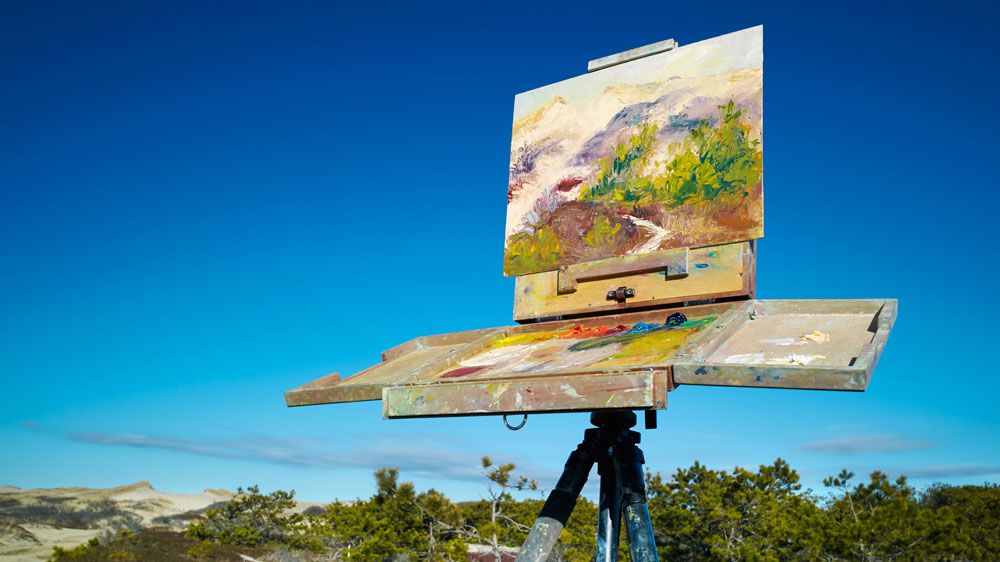 Best oil paint canvas set against blue sky