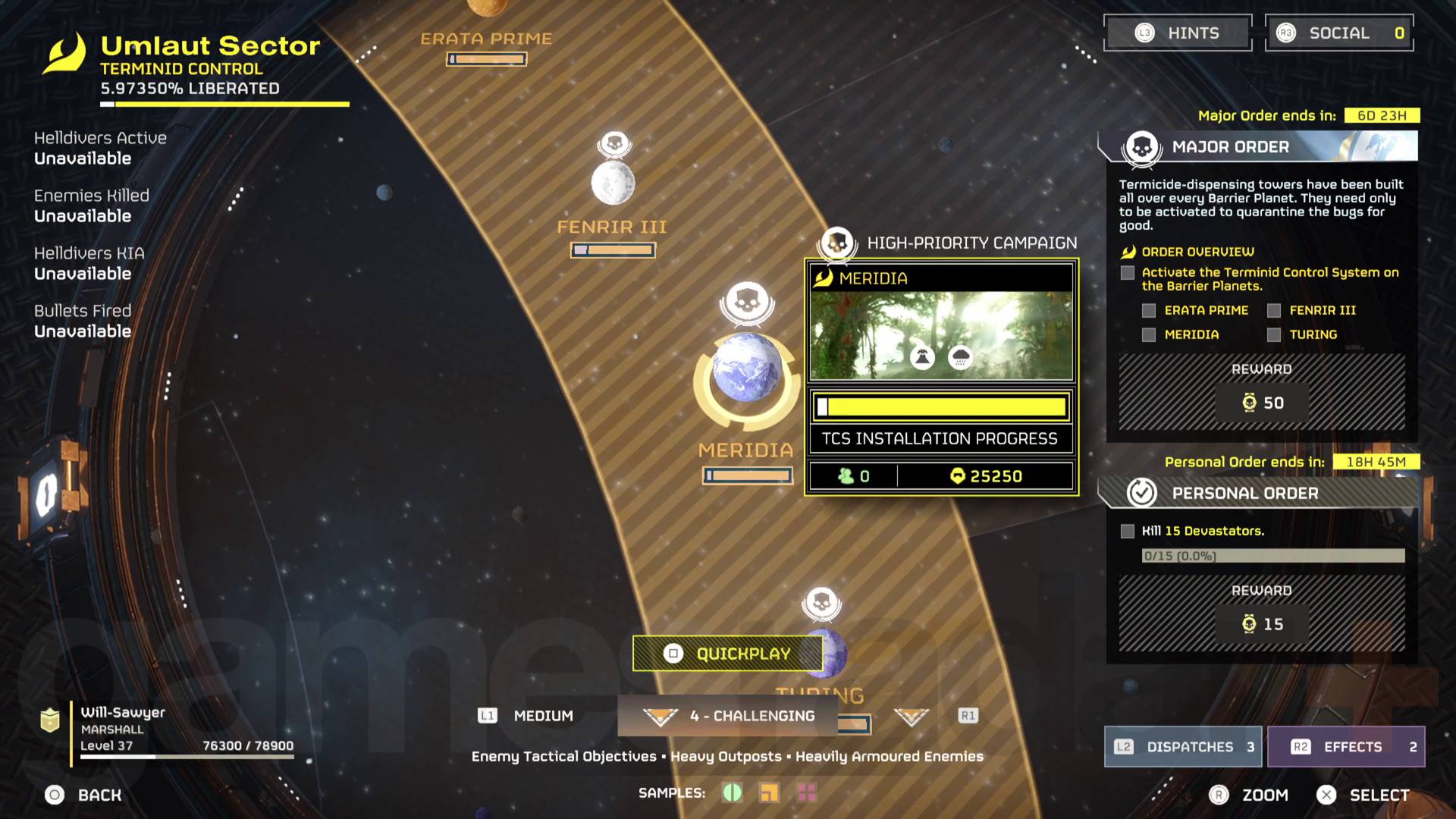 Helldivers 2 Terminid Control System Major Order Meridia planet progress