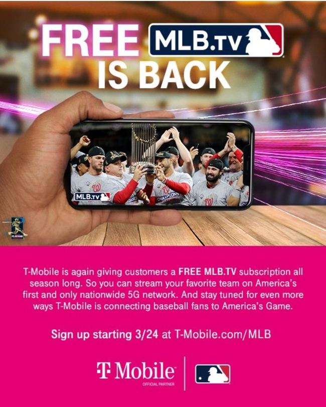 TMobile's free MLB.tv offer is returning for the 2020 season What to