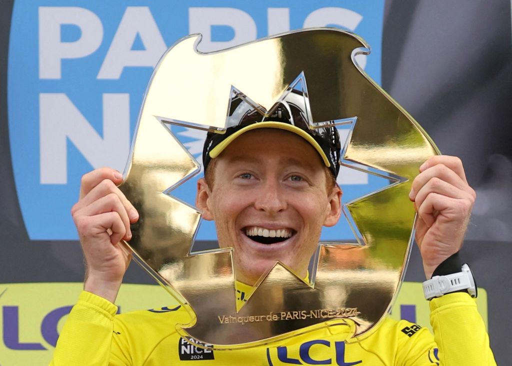 All smiles for Matteo Jorgenson after winning Paris-Nice