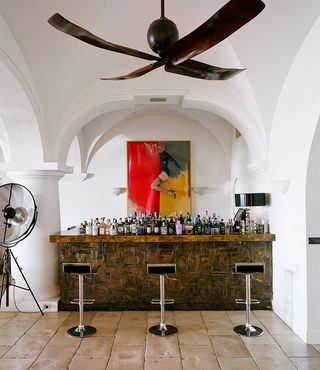 The bar at Capri Palace, with an artwork by Allen Jones
