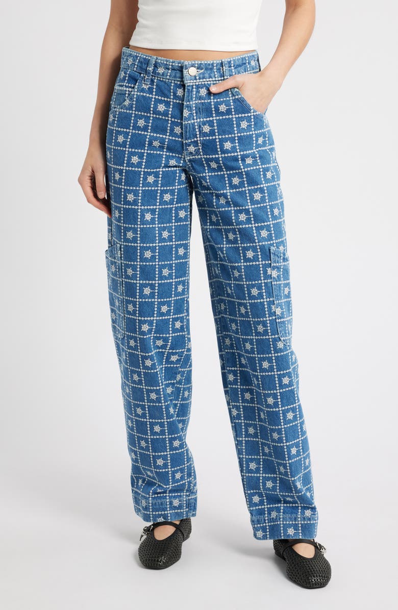 Embroidered Straight Leg Organic Cotton Jeans