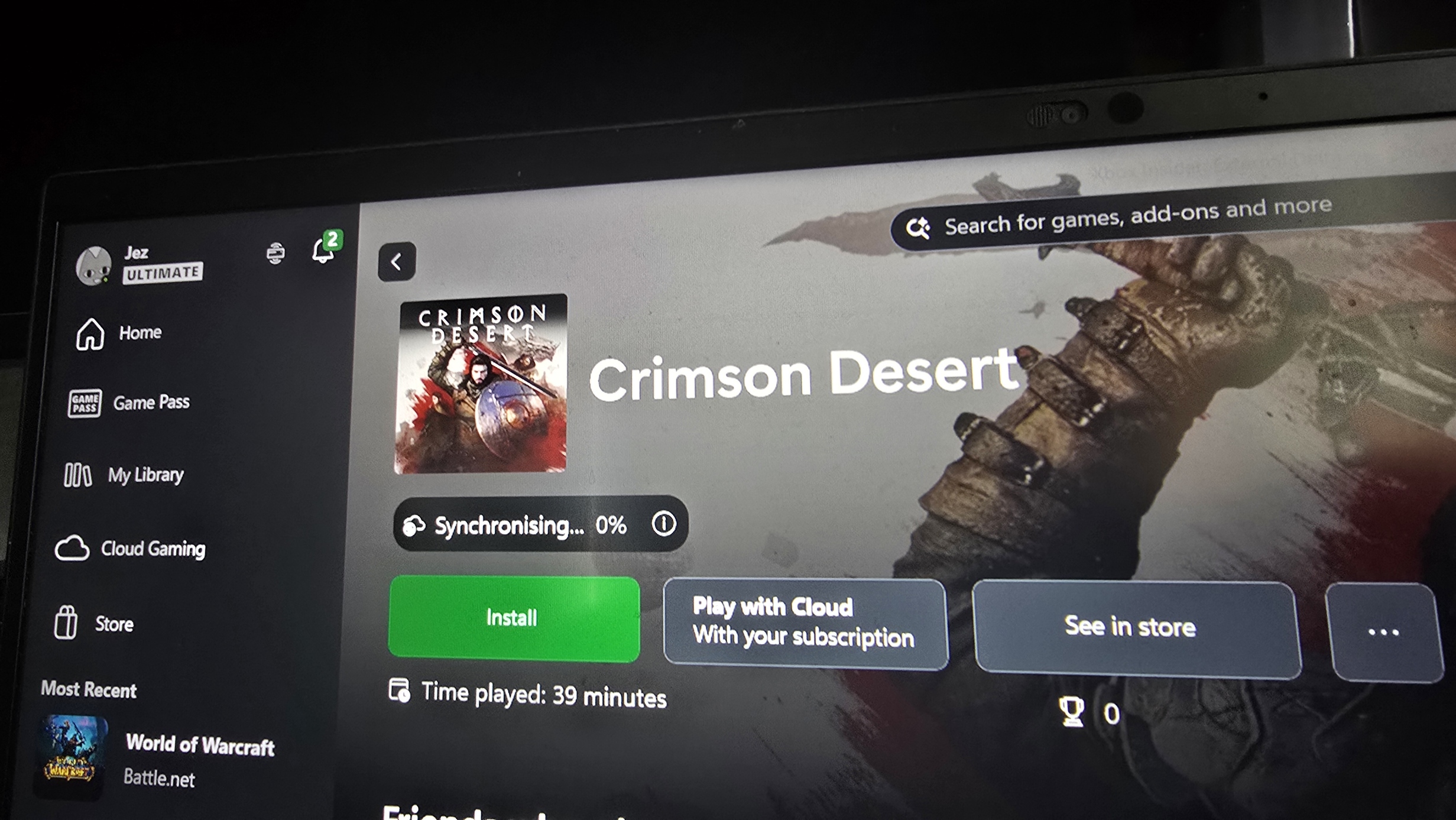 Crimson Desert on Xbox PC store listing