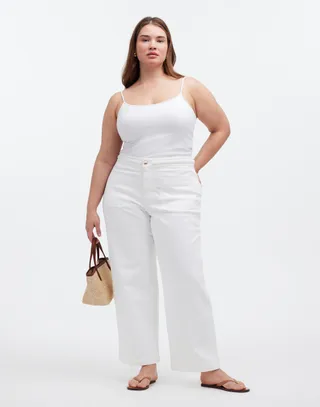 Madewell X Lisa Says Gah! the Plus Perfect Vintage Wide-Leg Crop Jean in Eyelet White