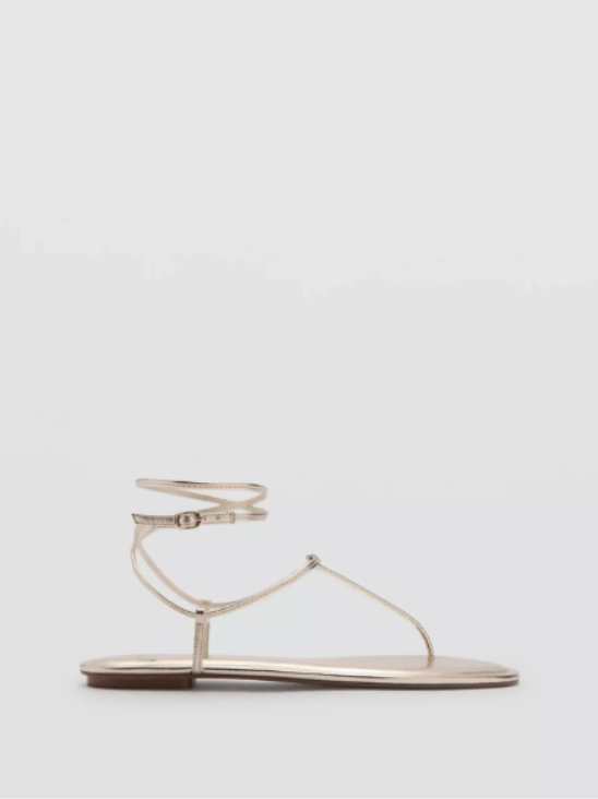 MANGO, Metallic Straps Sandals