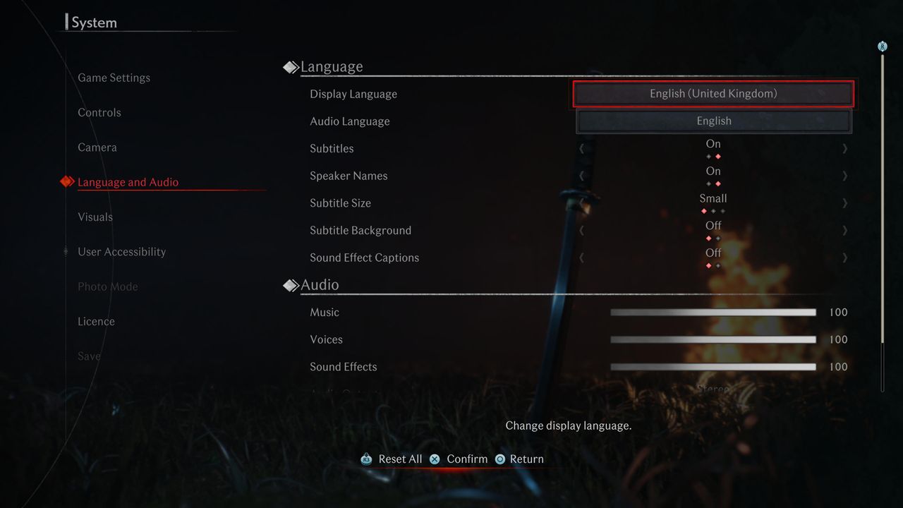 Accessibility menus in Rise of the Ronin
