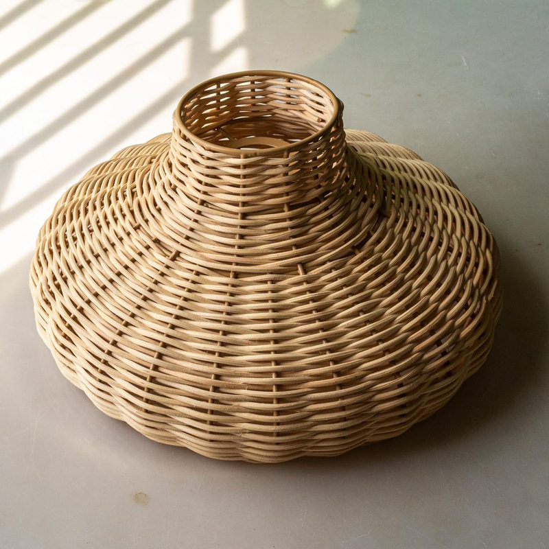 Dakota Fields Handmade Rattan Wicker Pendant Light Shade, Boho Natural Hanging Ceiling Lamp Shade for Bedroom &amp;amp; Home Decor | Wayfair