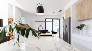 Kitchen with marble counter tops