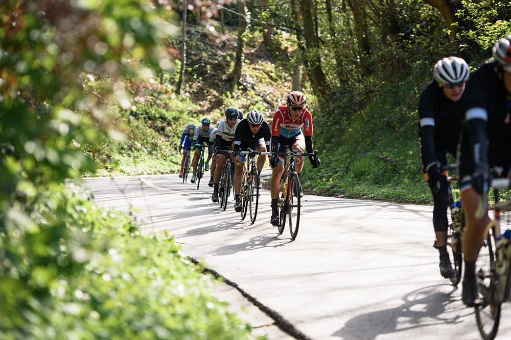 Christine Majerus (Boels Dolmans) on the long descent of Roderberg at Dwars door de Westhoek 2016