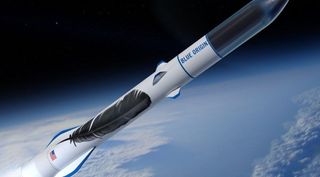 An artist's depiction of Blue Origin's heavy-lift New Glenn launch vehicle.