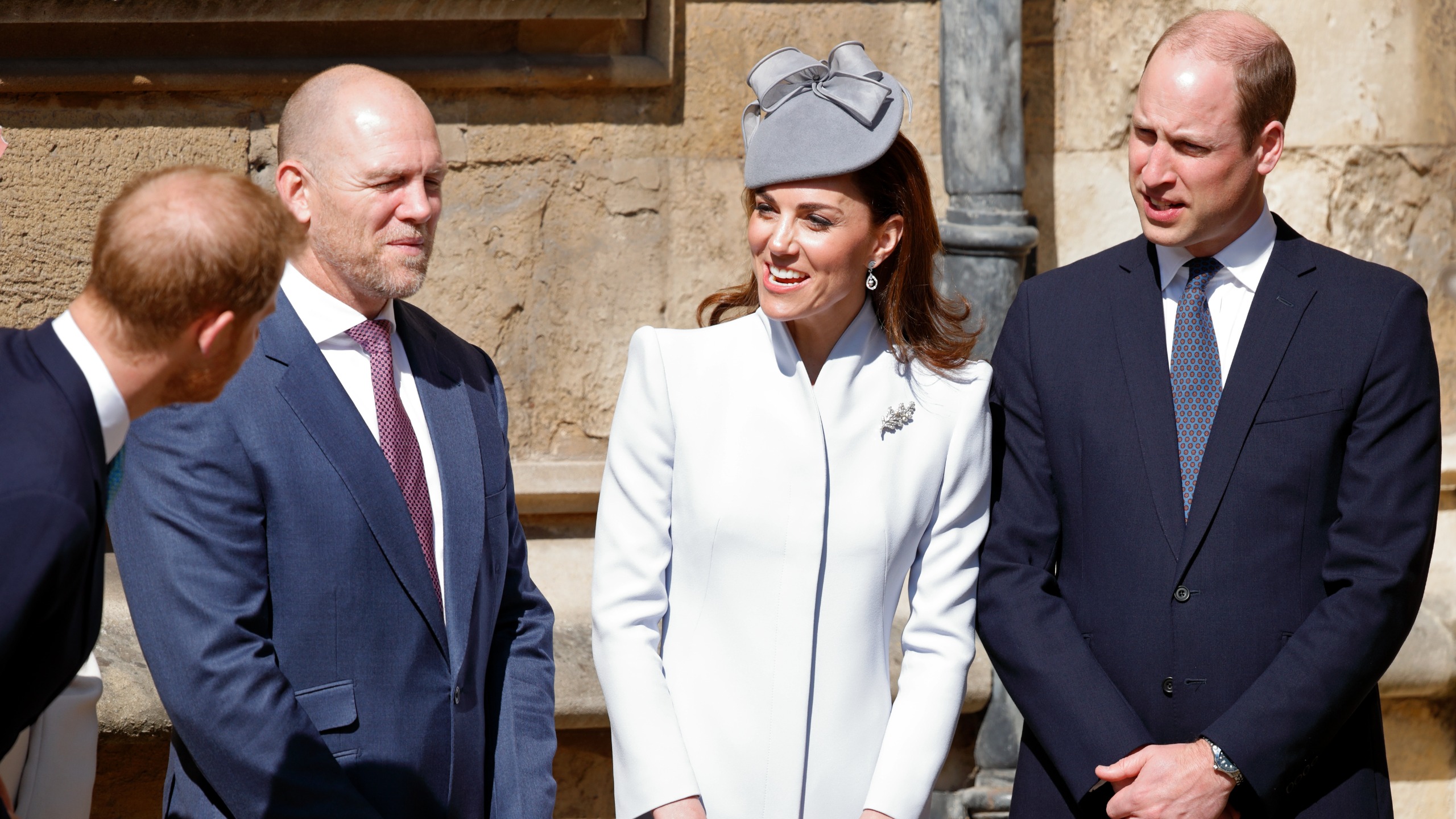 Prince Harry, Mike Tindall, Catherine, Princess of Wales and Prince William attend the traditional Easter Sunday church service at St George's Chapel, Windsor Castle on April 21, 2019